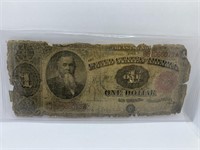 1891 ONE DOLLAR TORN ON EDGES RED SEAL B52966073