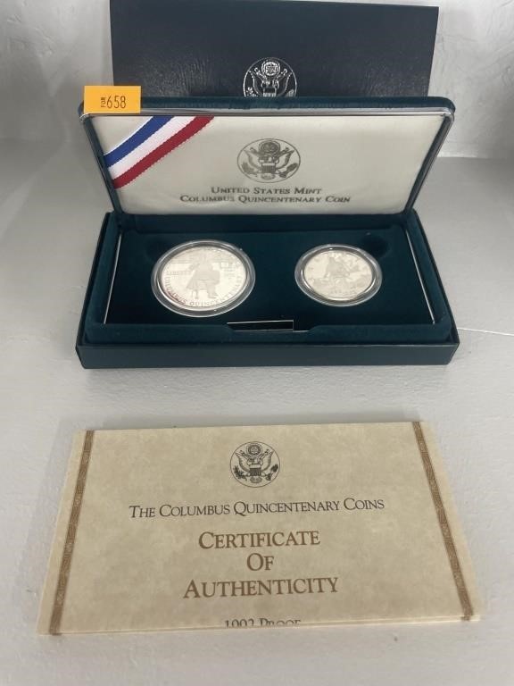 United States mint Columbus quincentenary silver