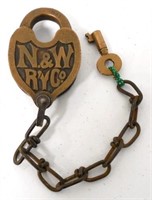N & W RY Co. Brass Lock with Key