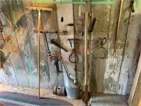 Ice Tongs, Gas Can, Post Hole Digger, Primitives