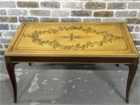 2-Tone Sabre Leg Coffee Table w/ Painted Flowers
