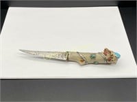 ANTIQUE TURQUOISE AND STAG HANDLED KNIFE