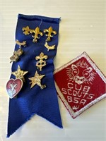 Boy Scout pins and a patch