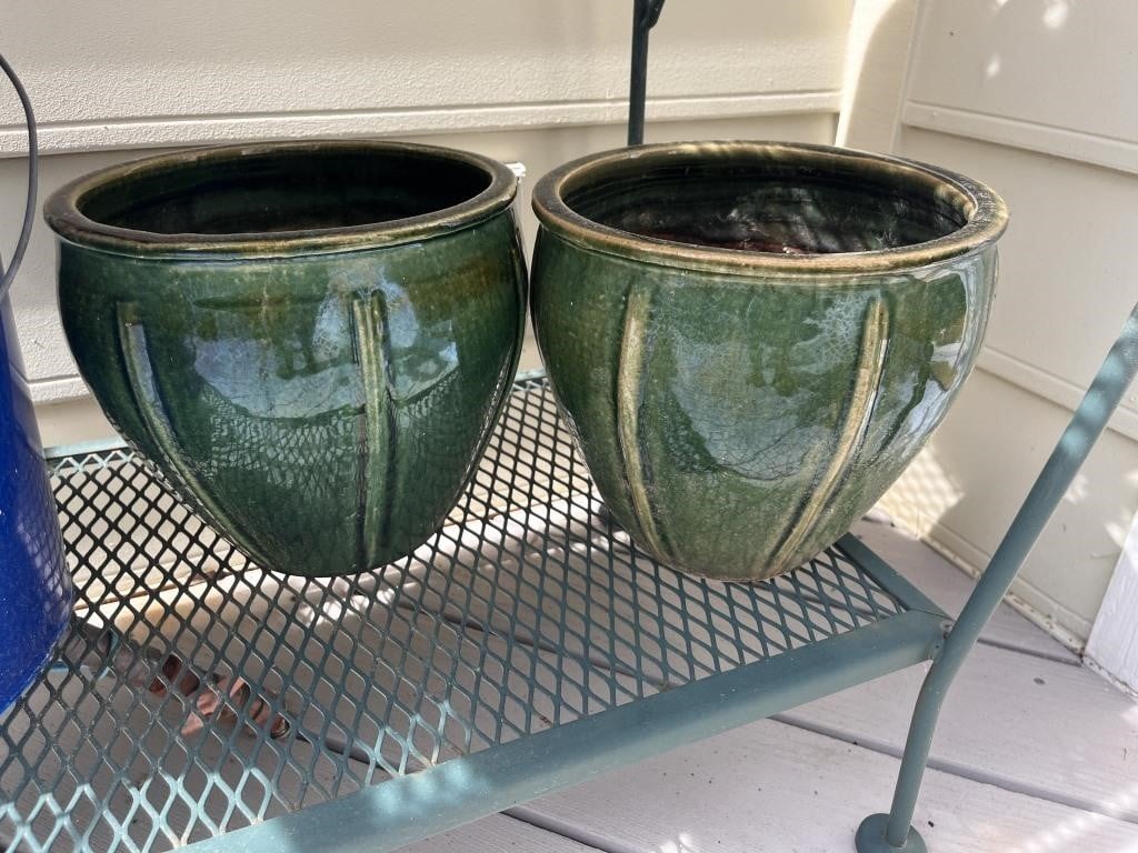 Pair of Glazed Ceramic Planters