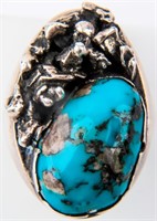 Jewelry Sterling Silver Turquoise Men's Ring