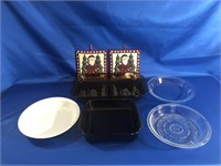 2- FIRE KING GLASS BAKING PANS, PYREX AND