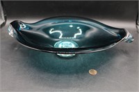 2009 Levin Signed Blue Art Glass Console Bowl