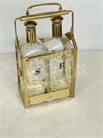 vintage lockable decanter set w/ lock & key