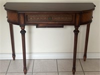 Demi Lune Wooden Entry Table w/ Drawer.