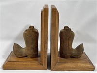 Pair of Vintage Wooden Cowboy Boot Bookends 5in D