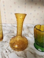 Amber Swirl Vase, Amber Glass, Yellow/Green Vase