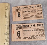 1942 ARMY WAR SHOW TICKETS