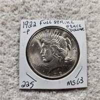 1922P Peace Dollar Full Strike MS63