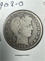 1908-O Silver Barber Half-Dollar