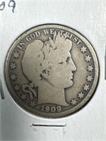1909 Silver Barber Half-Dollar