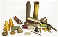 Box of spent cartridges, brass shells etc