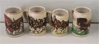 4x- Bud Clydesdales Steins 1980 Holiday Stein