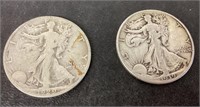 2 Walking Liberty half dollars 1929S and 1939