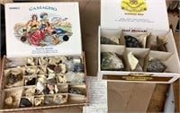 2 cigar boxes of rock and mineral specimens