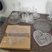 Vintage Glass Ware Dishes, Candlesticks, More