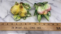 2 fruit wall pockets-peach and pear