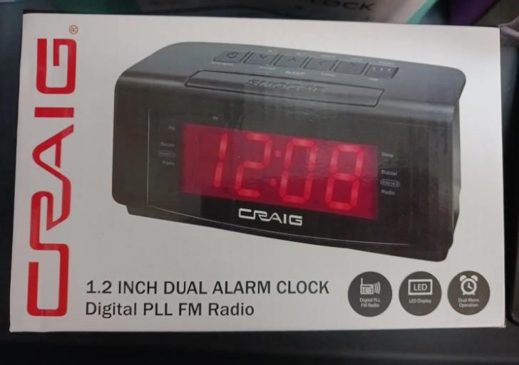 Craig 1.2in Dual Alarm Clock w/Digital PLL FM Rad