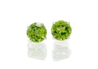 Large peridot & 18ct white gold stud earrings