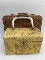 (2) Vintage Wood & Wicker Handled Cases / Purses