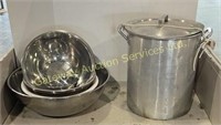 Assorted Mixing Bowls, Stock Pot