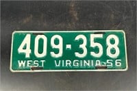 1956 WEST VIRGINIA LICENSE PLATE #409358