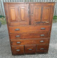 Antique Wooden Office Filing Cabinet