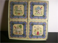 new in box set --4 bird theme ceramic coasters