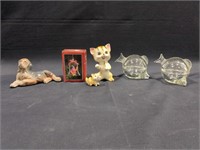 Ceramic cat, dot, glass fish, christmas decoration
