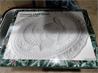 Ceramic oval platter turkey design