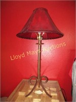 Wrought Iron & Red "Leather" Table Lamp