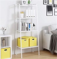 E5066  Zimtown Leaning Ladder Bookshelf, White/Bla
