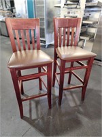 Bid x 2 Wood Bar Height Padded Seat Chairs