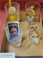FOUR DISNEY/CHARACTER COLLECTOR GLASSES