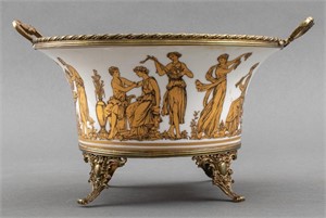 French Ormolu Mounted Porcelain Centerpiece Bowl