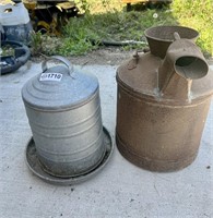 Planter Decor:Gas can(no bottom) + Chicken Waterer