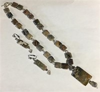 Sterling Silver & Stone Necklace & Earrings