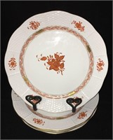 Set Of 4 Herend Hungary Handpainted Dinner Plates