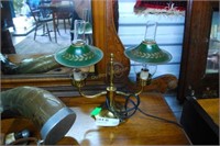 Brass Boudoir Lamp With Tin Chimneys