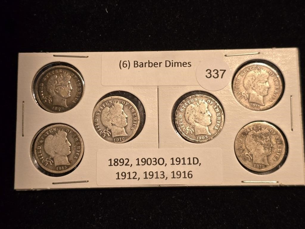 Various Dates Barber Dimes (6)