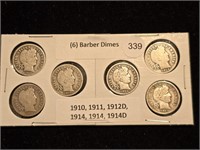 Various Dates Barber Dimes (6)