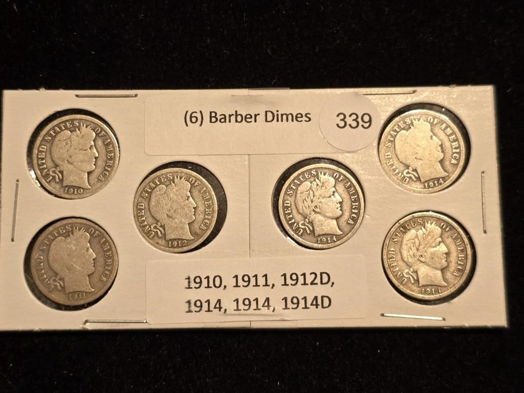 Various Dates Barber Dimes (6)