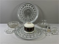 Indiana Glass "Windsor" Platters; Ashtray;S&P;Mi