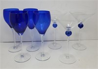 Cobalt Blue Wine and Martini Glasses