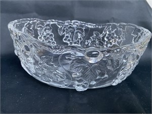 10'' Pressed Glass Basket Grape Motif