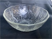 Depression Glass Embossed Floral Glass Bowl